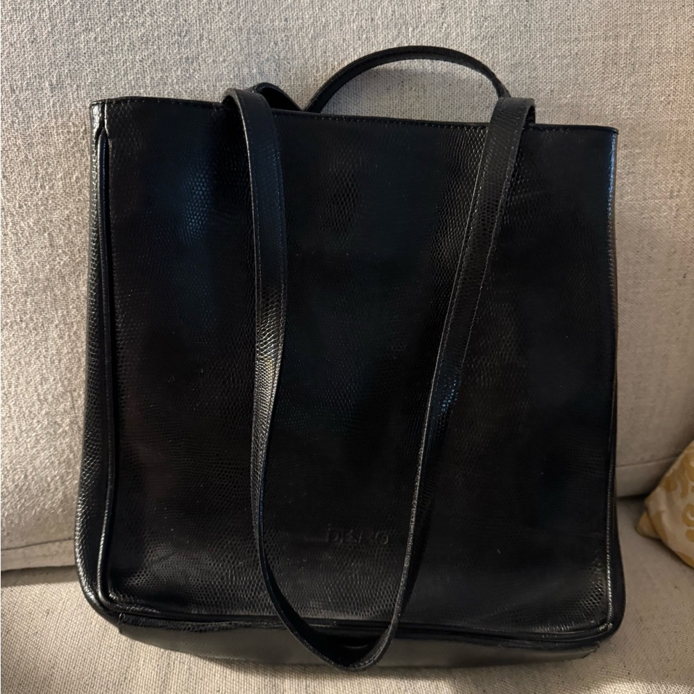 DESMO - Black Leather Tote Bag